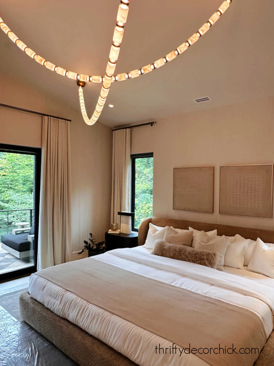 rope light fixture above bed